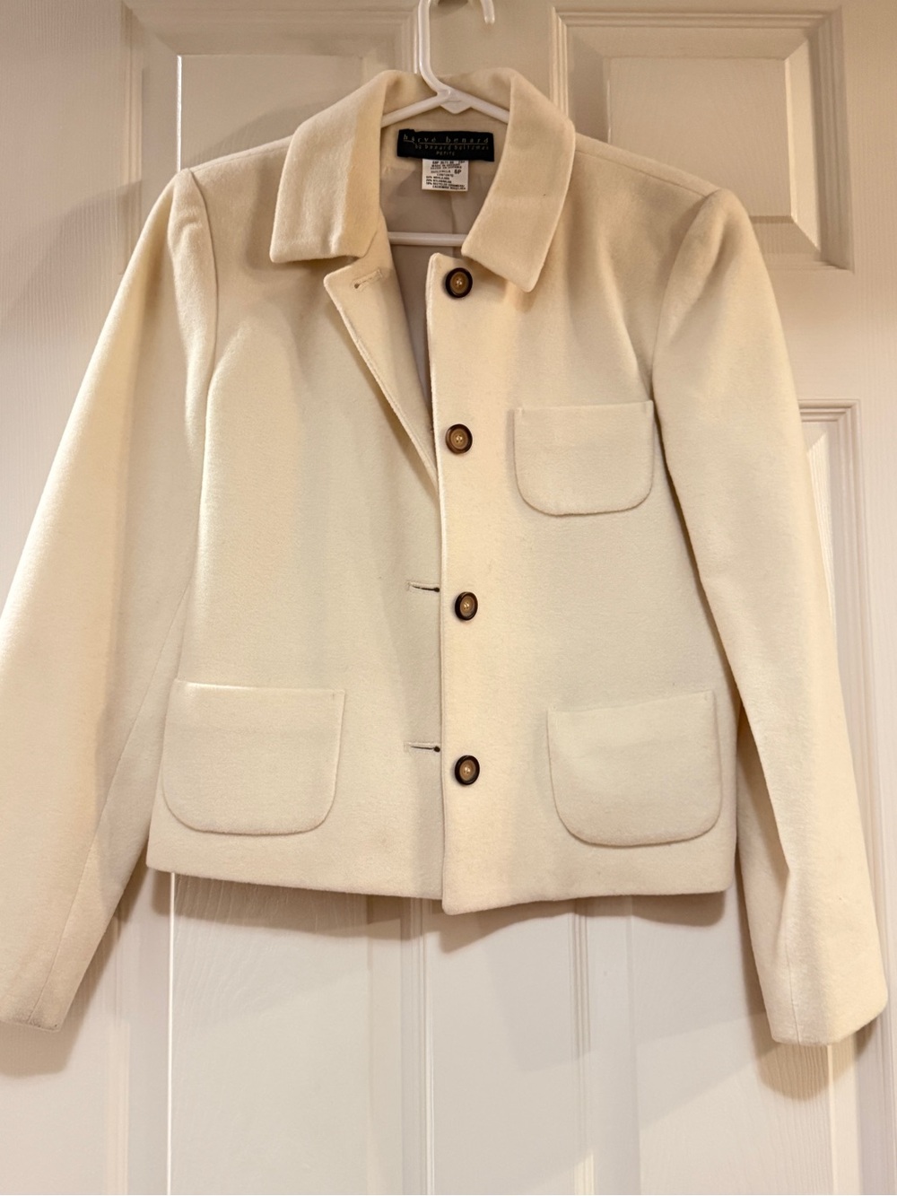Harve Benard Cream Wool and Cashmere Button Jacket